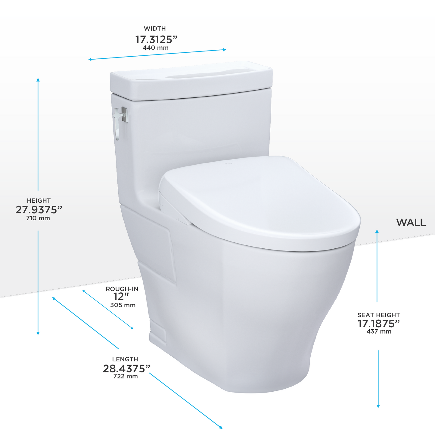 TOTO Aimes WASHLET+ S7A One-Piece Toilet, 1.28 GPF, Auto Flush, Universal Height