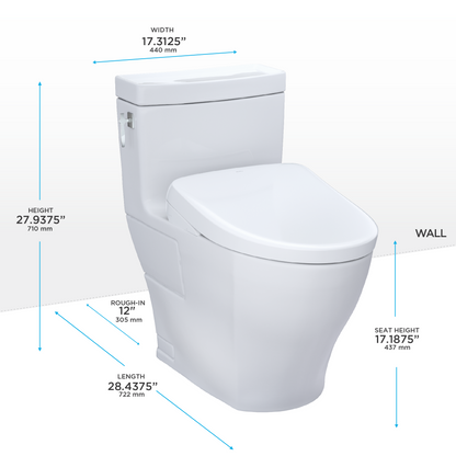 TOTO Aimes WASHLET+ S7A One-Piece Toilet, 1.28 GPF, Auto Flush, Universal Height