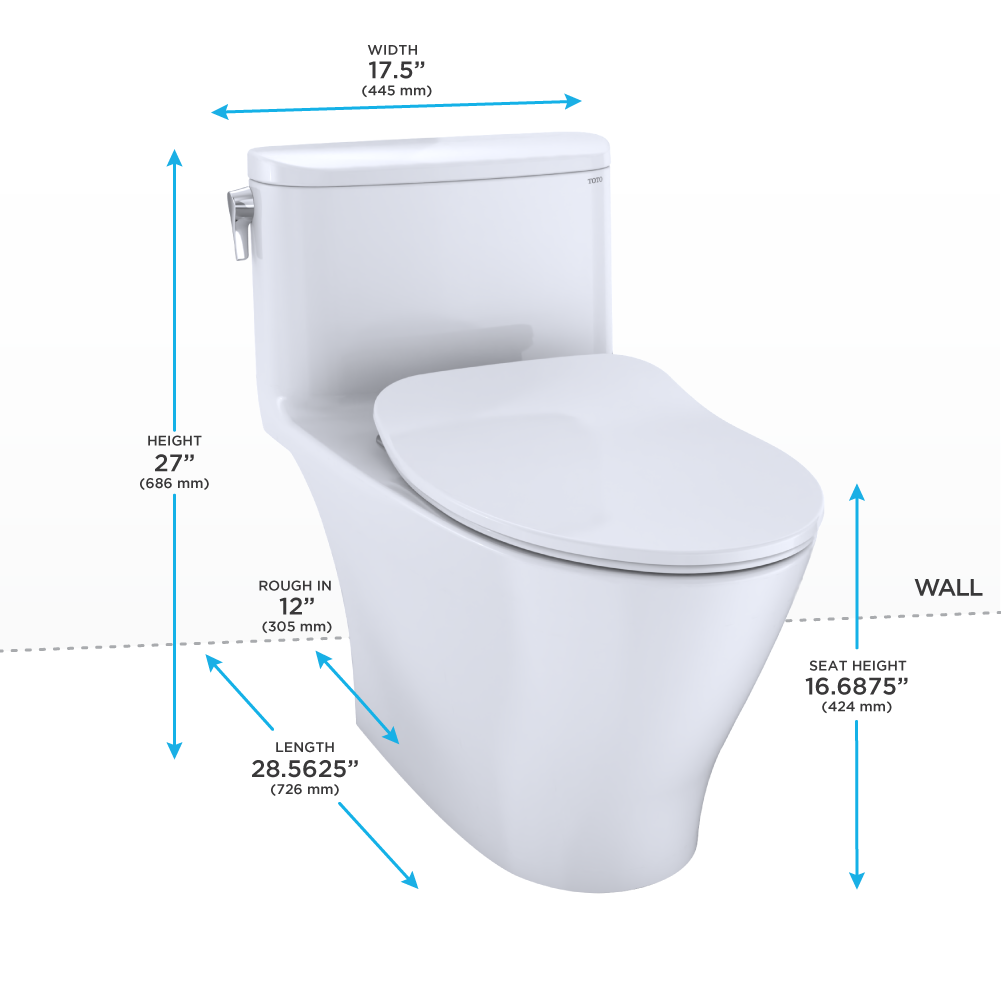 TOTO Nexus Elongated One-Piece Toilet 1.28 GPF, Universal Height, Washlet+ Connection, Slim Seat