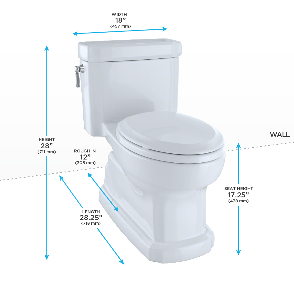 TOTO Guinevere One-Piece Toilet 1.28 GPF, Elongated, Universal Height, Washlet+ Connection