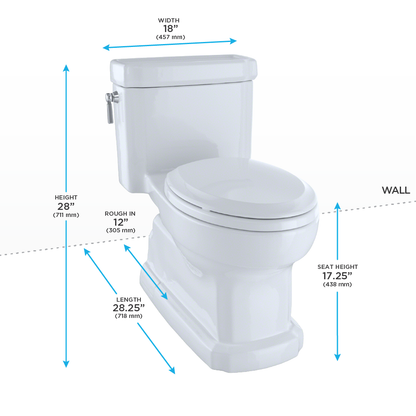 TOTO Guinevere One-Piece Toilet 1.28 GPF, Elongated, Universal Height, Washlet+ Connection
