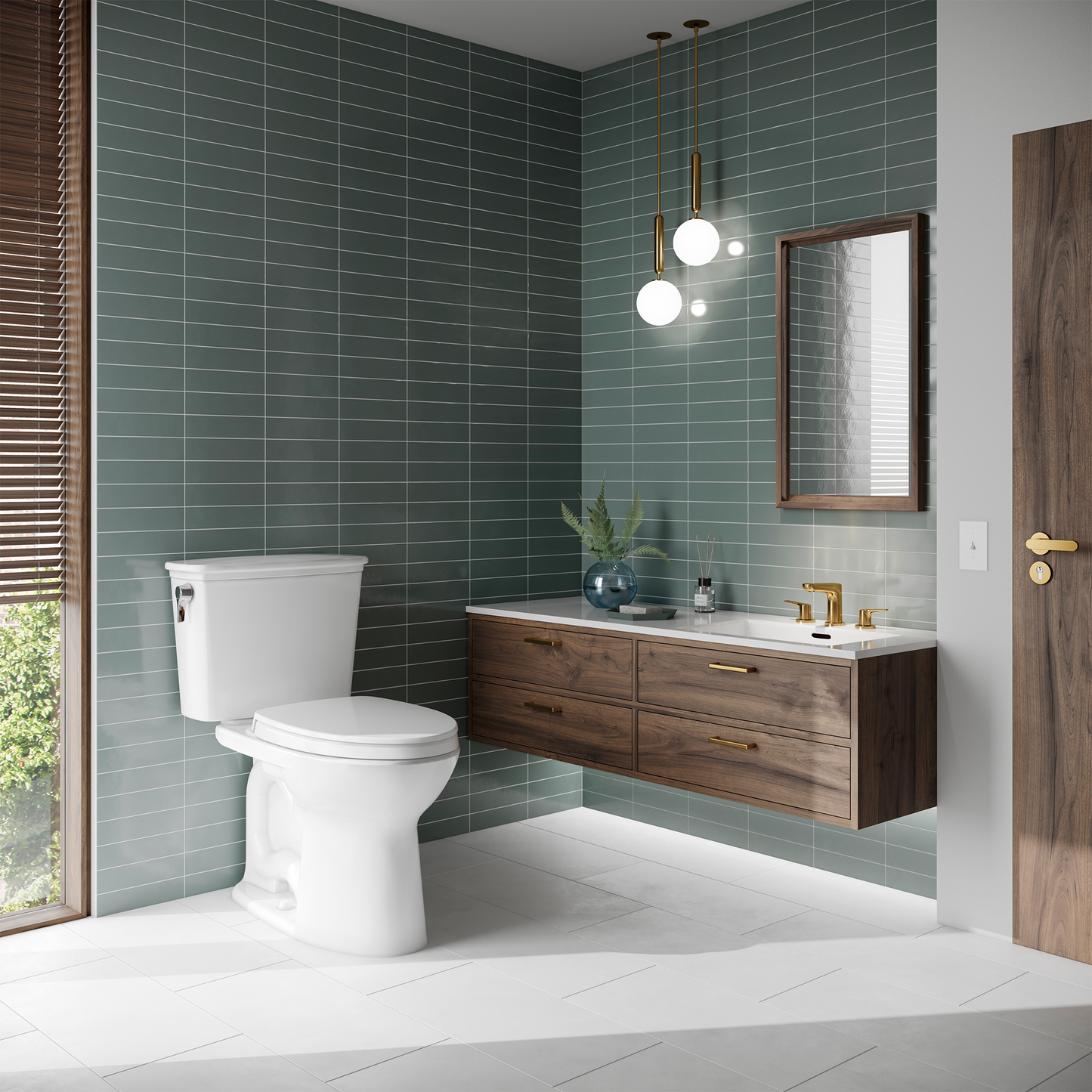 TOTO Drake Transitional Two-Piece Elongated Toilet 1.28 GPF Universal Height Washlet+ Connection