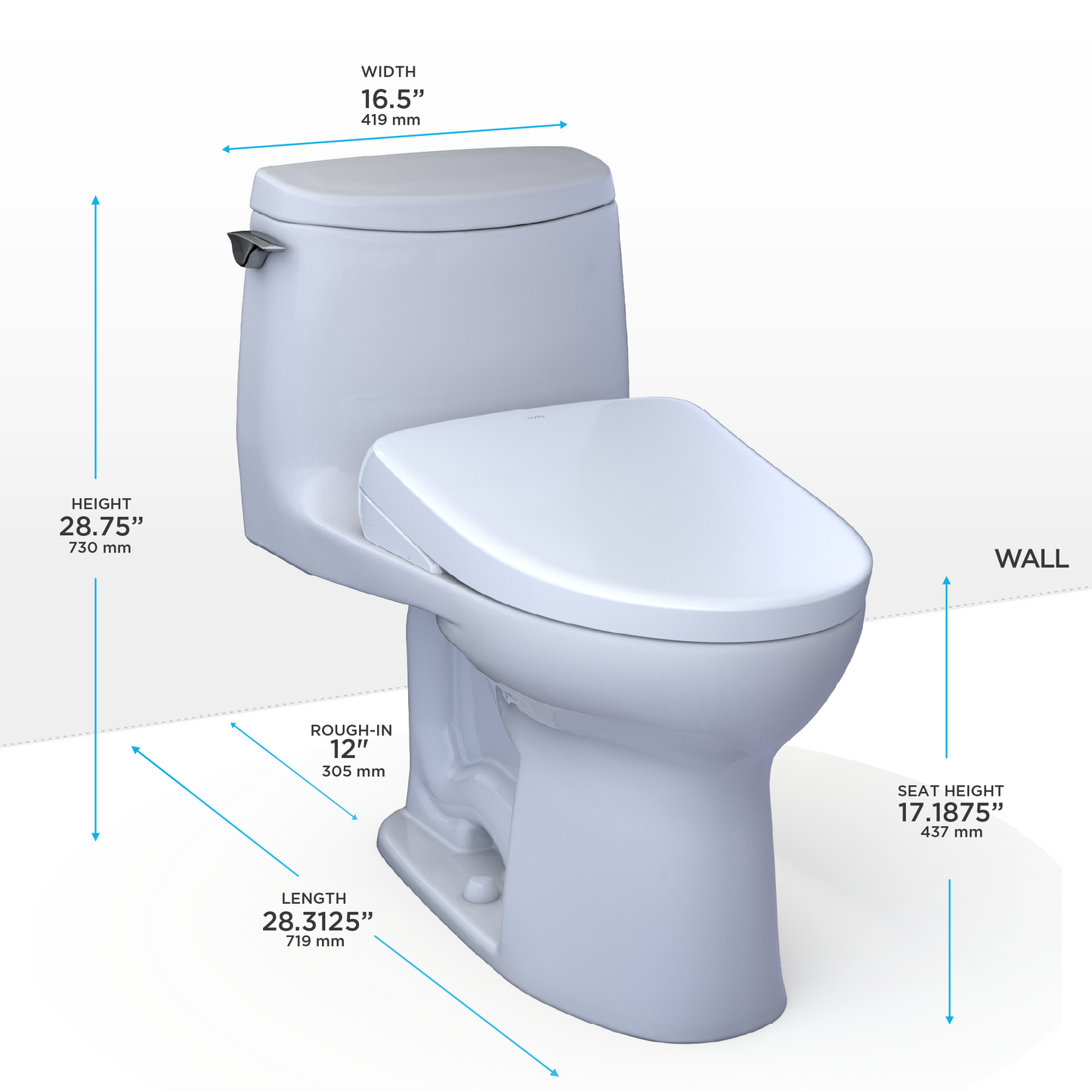 TOTO UltraMax II Washlet+ S7A One-Piece Toilet 1.28 GPF - Universal Height