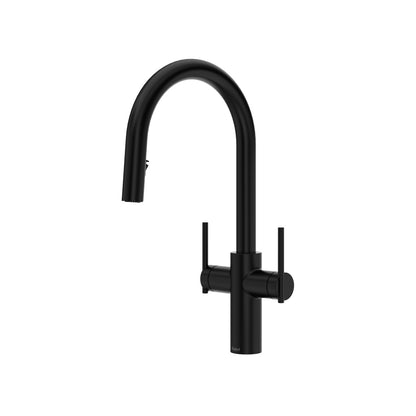 Riobel Lateral Two Handle Pull-Down Kitchen Faucet With C-Spout