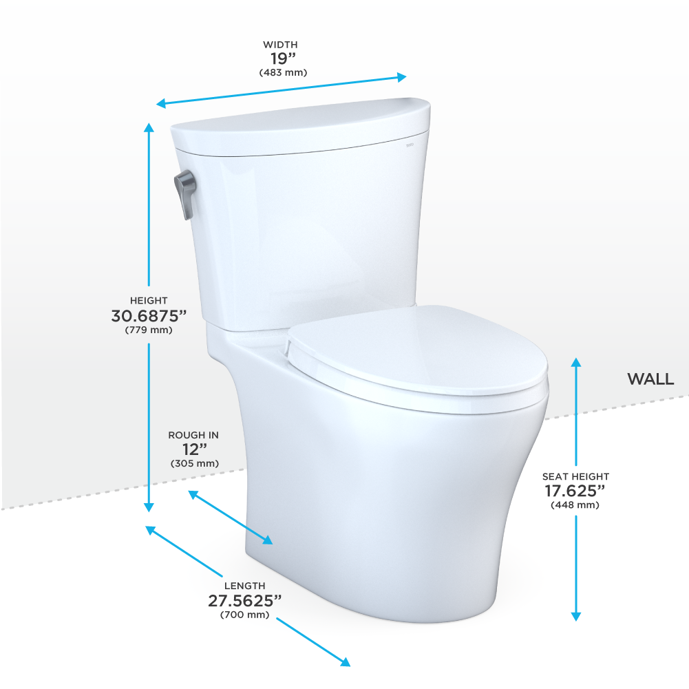 TOTO Aquia IV Arc Two-Piece Toilet 1.28/0.9 GPF Elongated - Universal Height - Washlet+ Connection